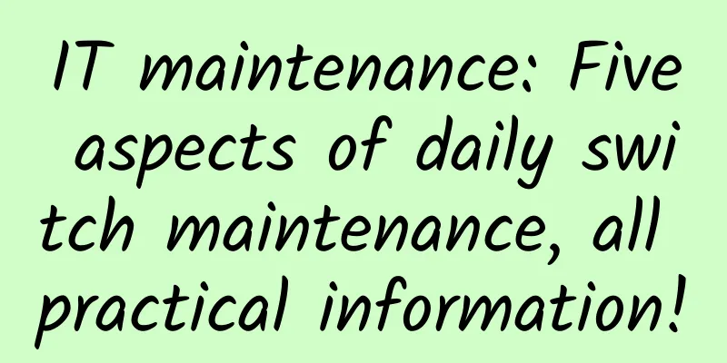IT maintenance: Five aspects of daily switch maintenance, all practical information!