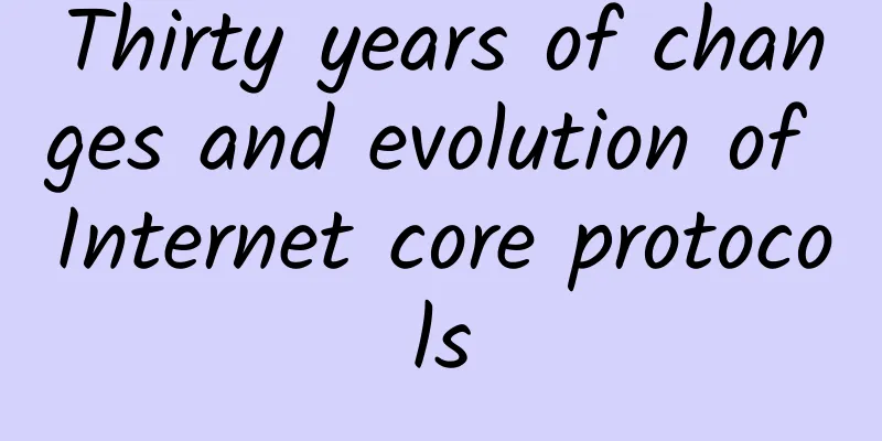 Thirty years of changes and evolution of Internet core protocols