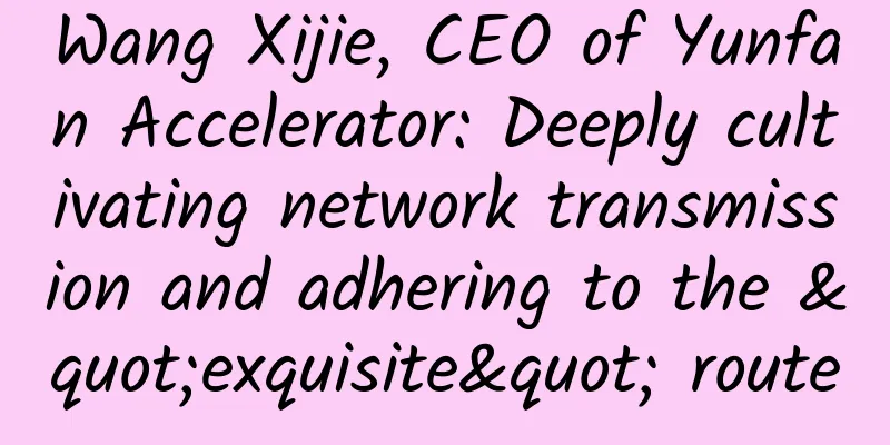 Wang Xijie, CEO of Yunfan Accelerator: Deeply cultivating network transmission and adhering to the "exquisite" route