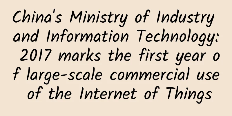 China's Ministry of Industry and Information Technology: 2017 marks the first year of large-scale commercial use of the Internet of Things