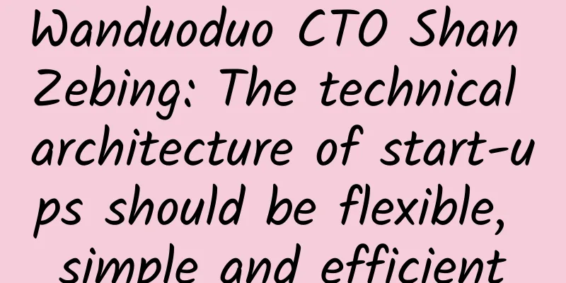 Wanduoduo CTO Shan Zebing: The technical architecture of start-ups should be flexible, simple and efficient