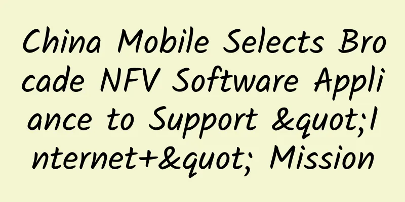 China Mobile Selects Brocade NFV Software Appliance to Support "Internet+" Mission